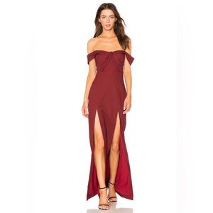 REVOLVE** NBD burgundy floor length dress, size XS